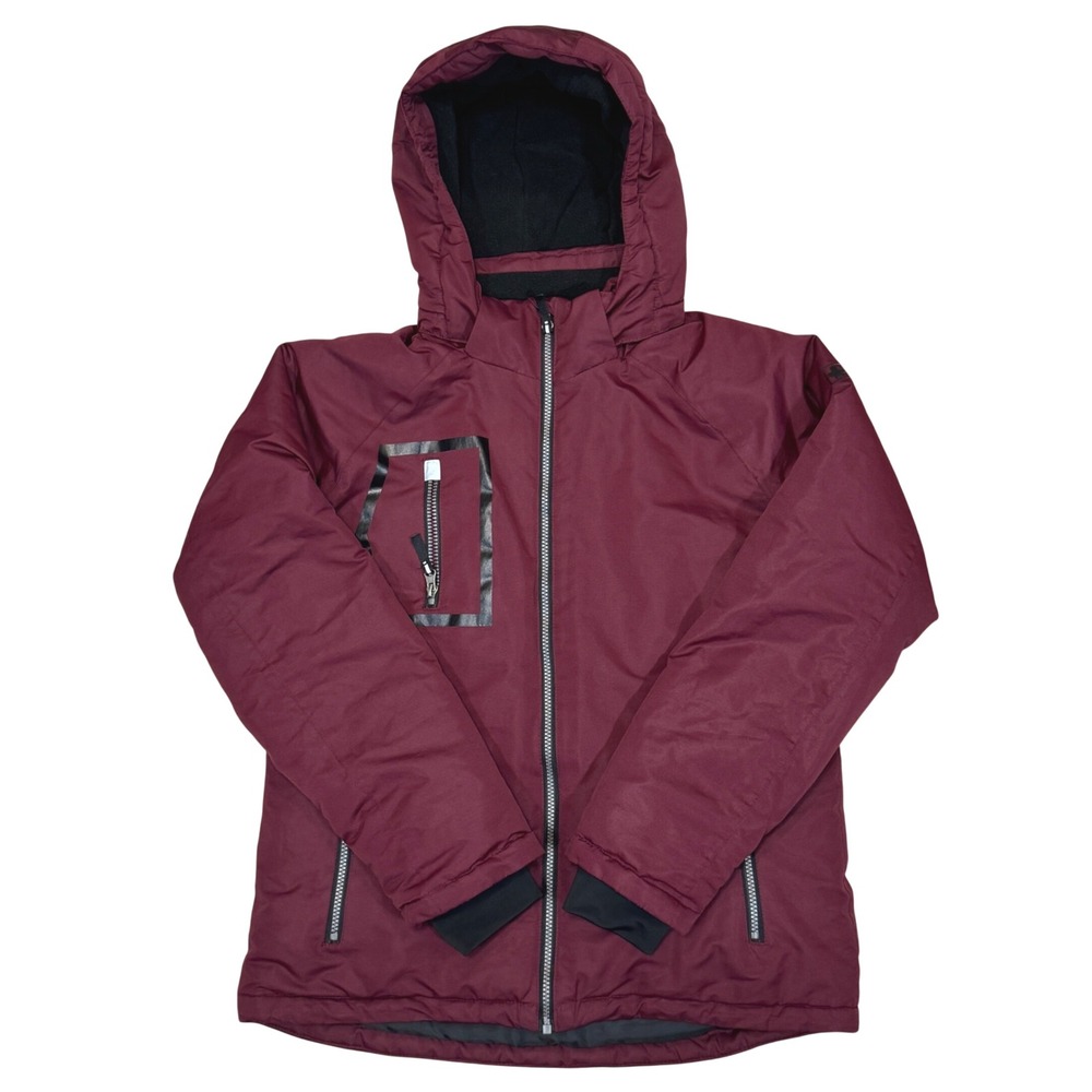Swiss Tech Womens Burgundy Insulated Ski Jacket Hooded Snow Coat Small ST119755